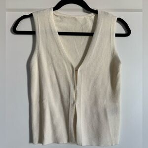 Cream Ribbed Knit Vest